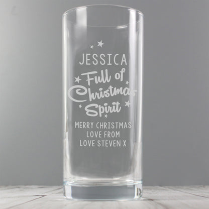Personalised Full Of Christmas Spirit Hi Ball Glass - image 3