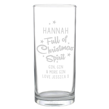 Personalised Full Of Christmas Spirit Hi Ball Glass - image 4