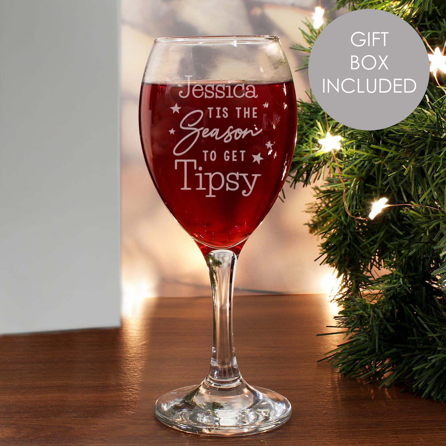 Personalised Tis The Season To Get Tipsy Season Wine Glass from Heartfelt Gifts