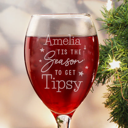 Personalised Tis The Season To Get Tipsy Season Wine Glass - image 2