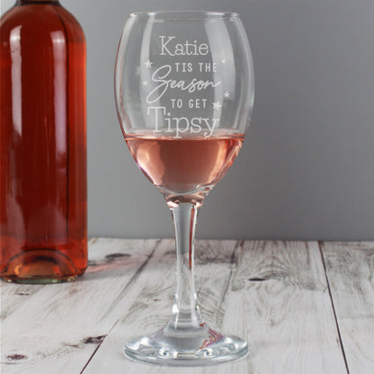 Personalised Tis The Season To Get Tipsy Season Wine Glass - image 3