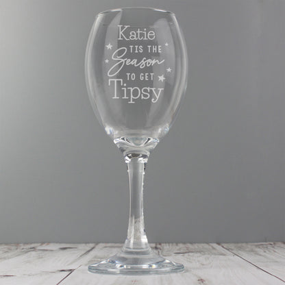 Personalised Tis The Season To Get Tipsy Season Wine Glass - image 4