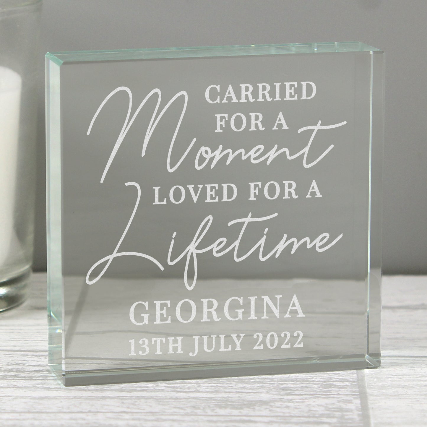 Personalised Carried for a Moment Crystal Token from Heartfelt Gifts