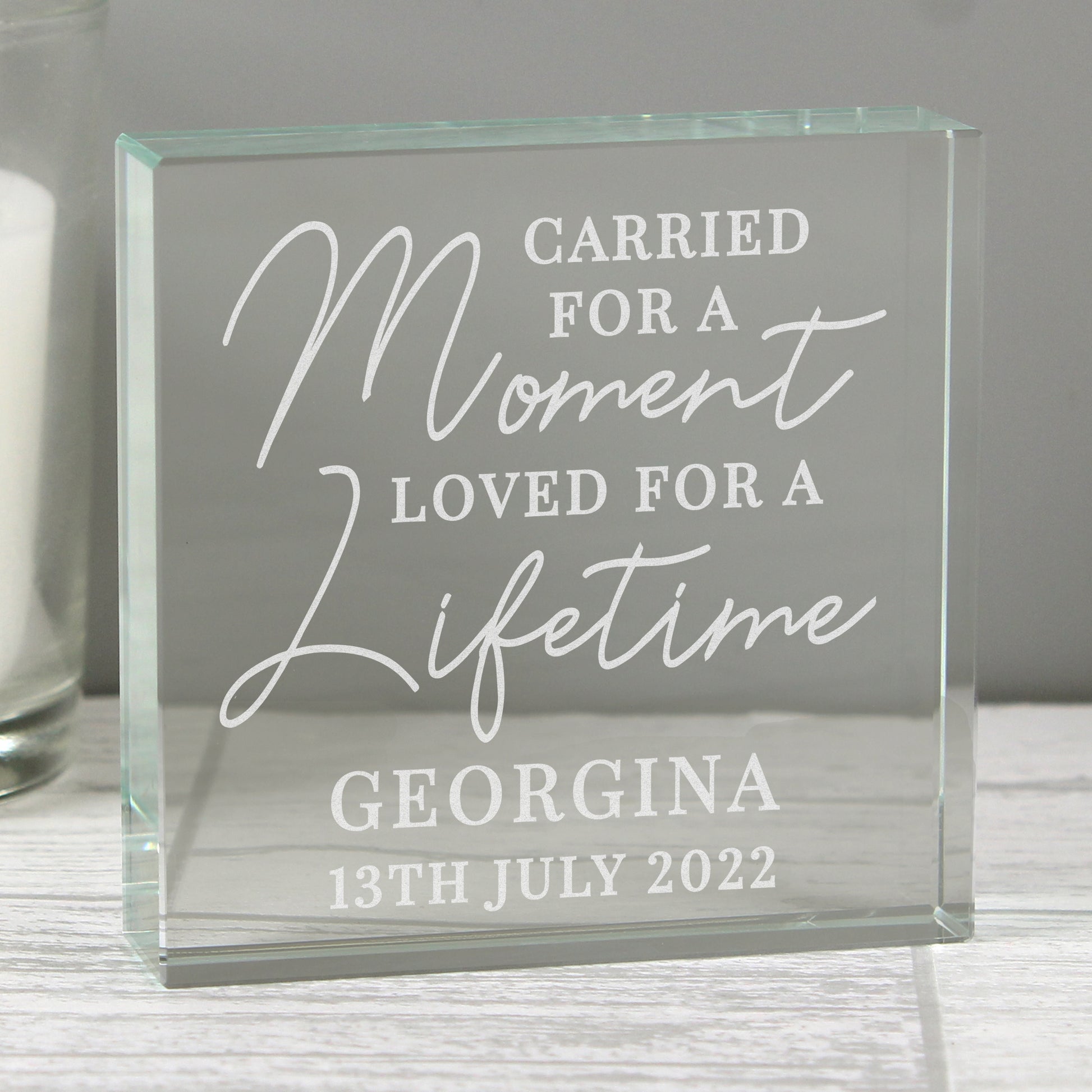 Personalised Carried for a Moment Crystal Token from Heartfelt Gifts