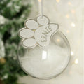 Personalised Pets White Feather Glass Bauble With Paw Print Tag from Heartfelt Gifts