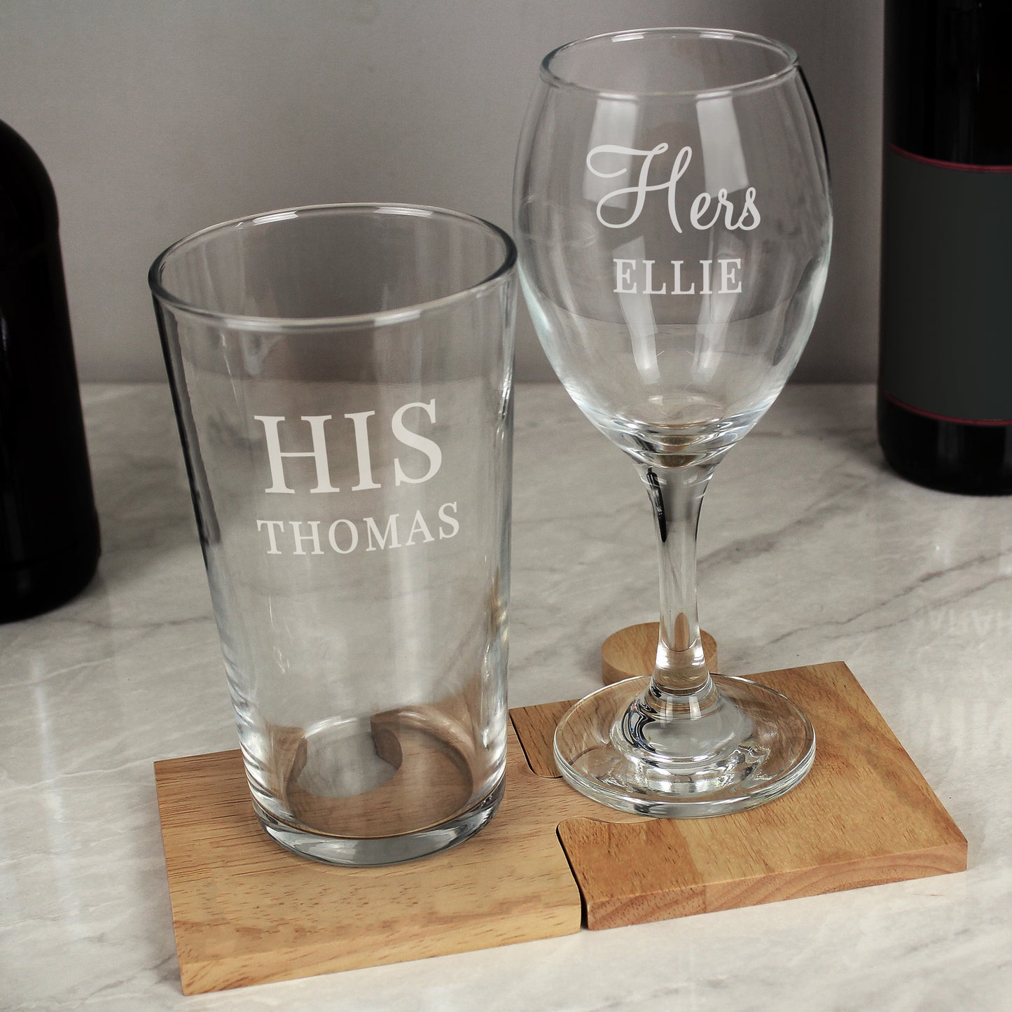 Personalised His & Her Pint and Wine Glass Set - image 2