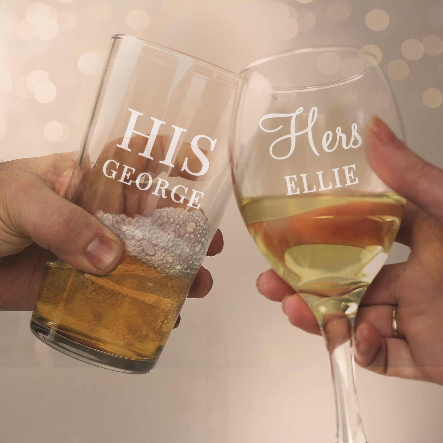 Personalised His & Her Pint and Wine Glass Set - image 3