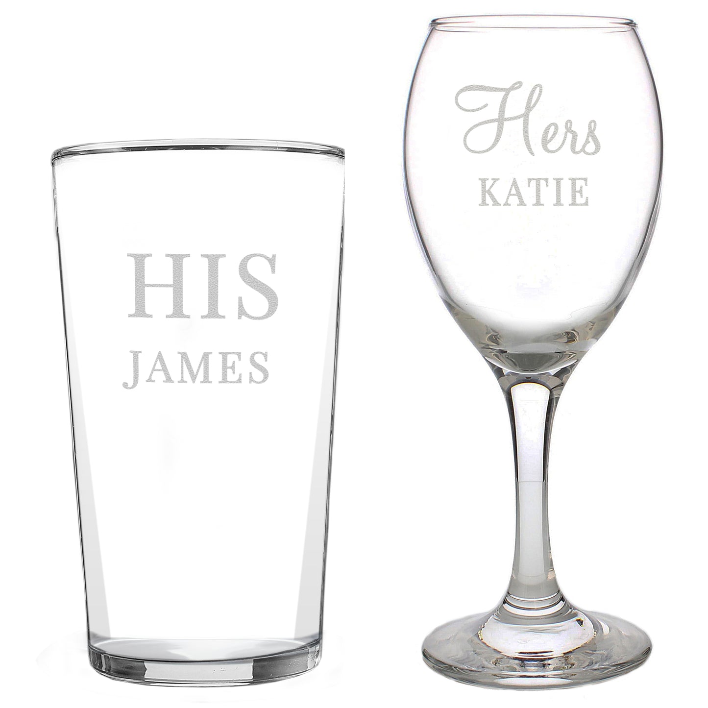 Personalised His & Her Pint and Wine Glass Set - image 5