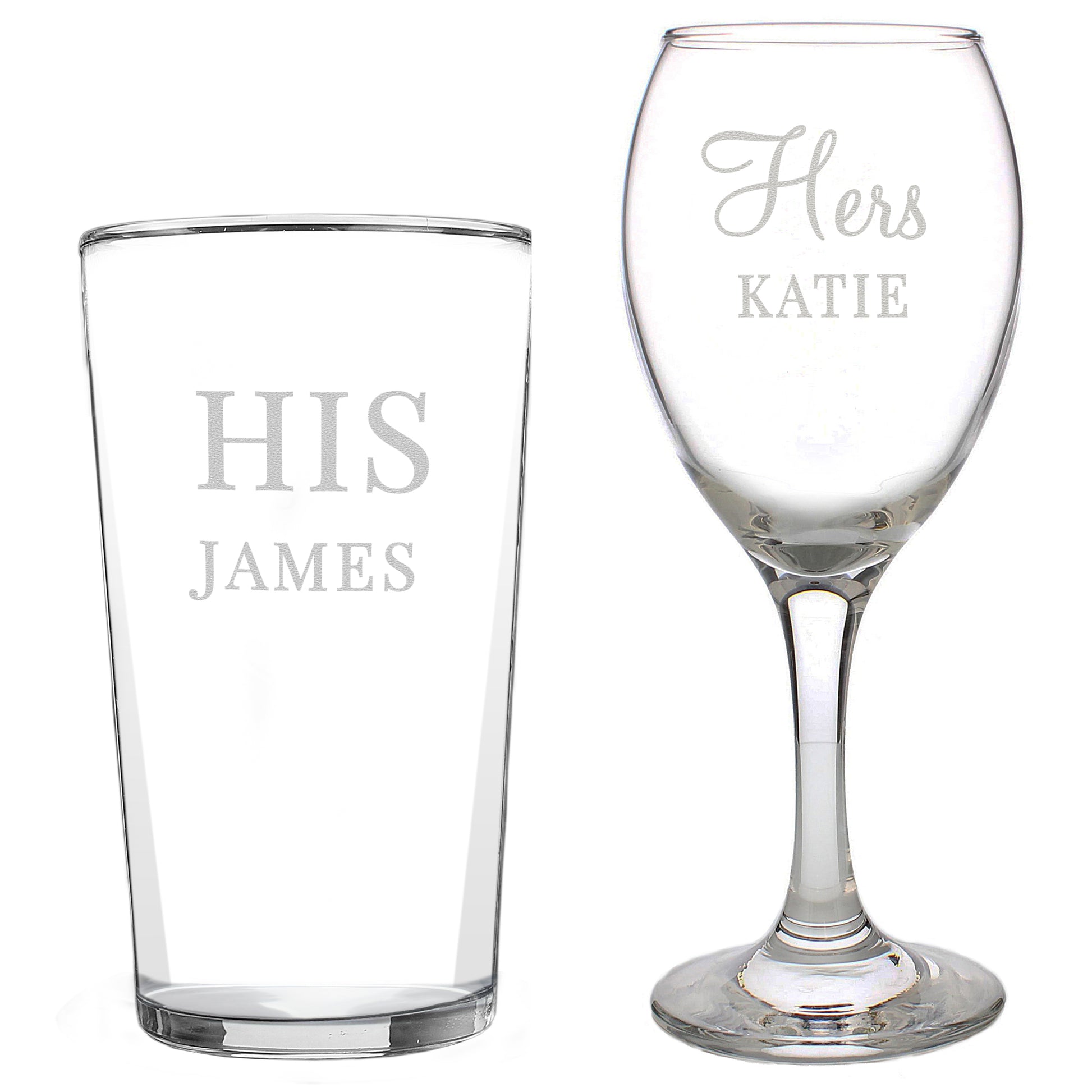 Personalised His & Her Pint and Wine Glass Set - image 5