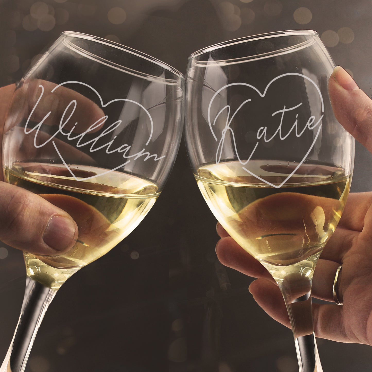 Personalised Heart Name Wine Glass Set from Heartfelt Gifts