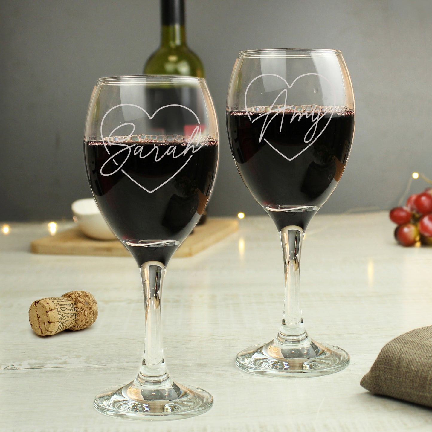 Personalised Heart Name Wine Glass Set - image 2