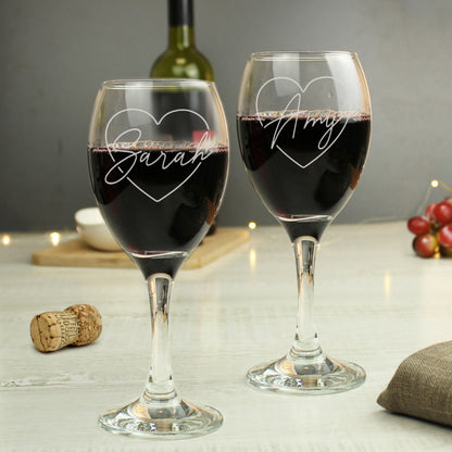 Personalised Heart Name Wine Glass Set - image 2