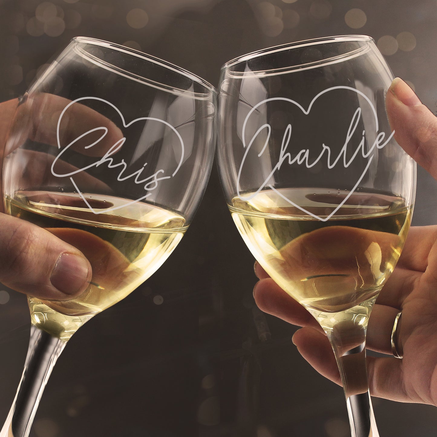 Personalised Heart Name Wine Glass Set - image 3