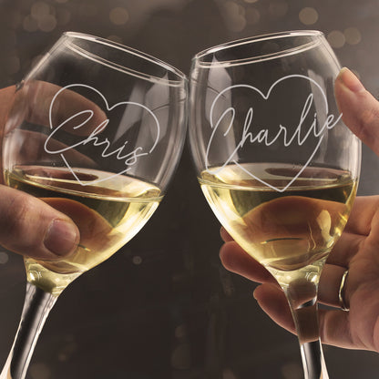 Personalised Heart Name Wine Glass Set - image 3