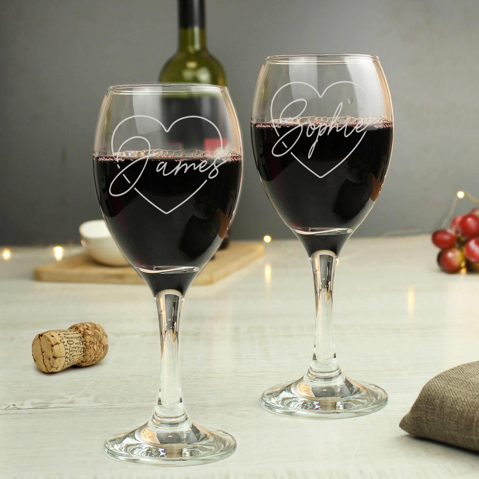 Personalised Heart Name Wine Glass Set - image 4