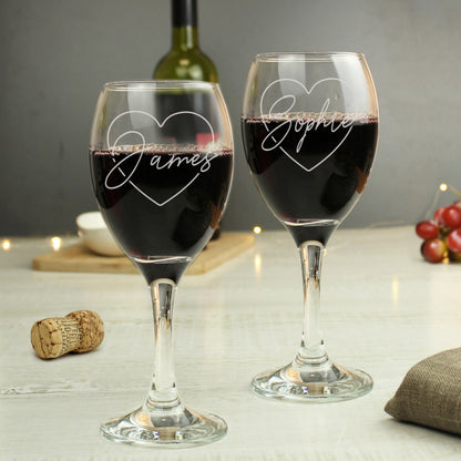 Personalised Heart Name Wine Glass Set - image 4