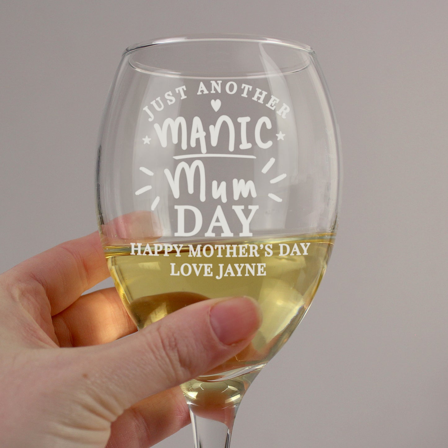 Personalised Manic Mum Day Wine Glass - image 2