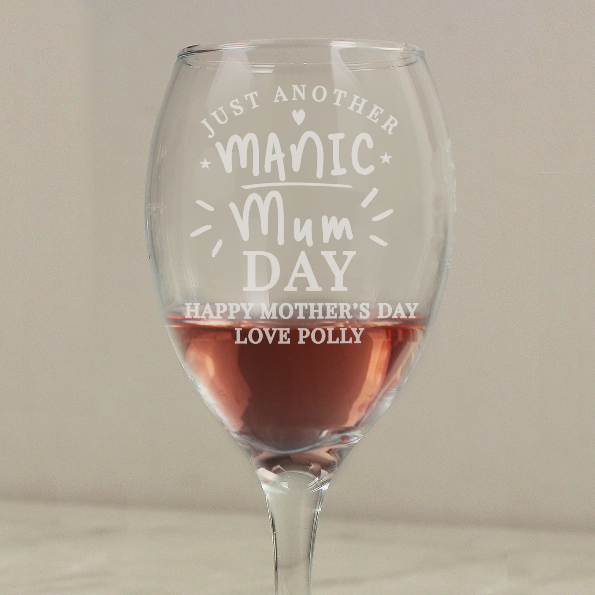 Personalised Manic Mum Day Wine Glass - image 3