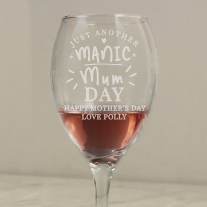 Personalised Manic Mum Day Wine Glass - image 3