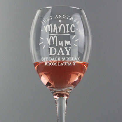 Personalised Manic Mum Day Wine Glass - image 5