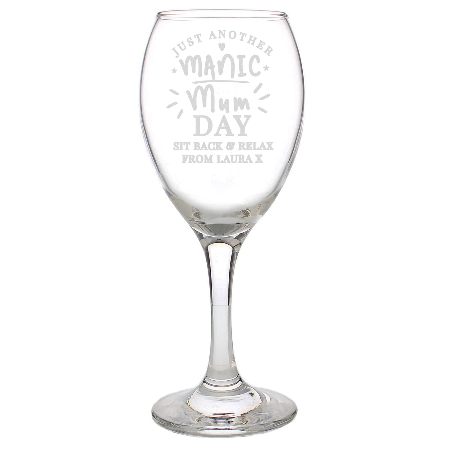 Personalised Manic Mum Day Wine Glass - image 6