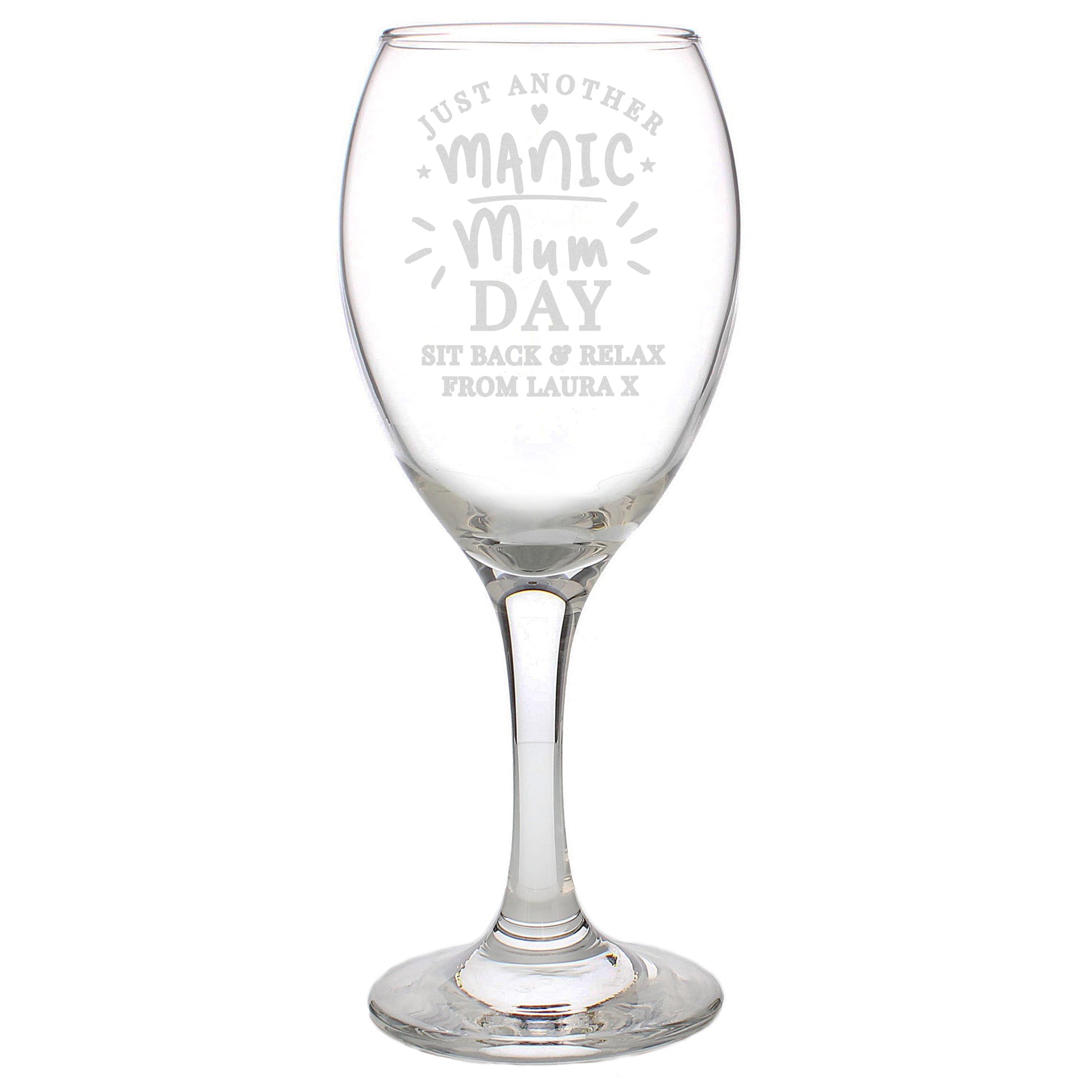 Personalised Manic Mum Day Wine Glass - image 6