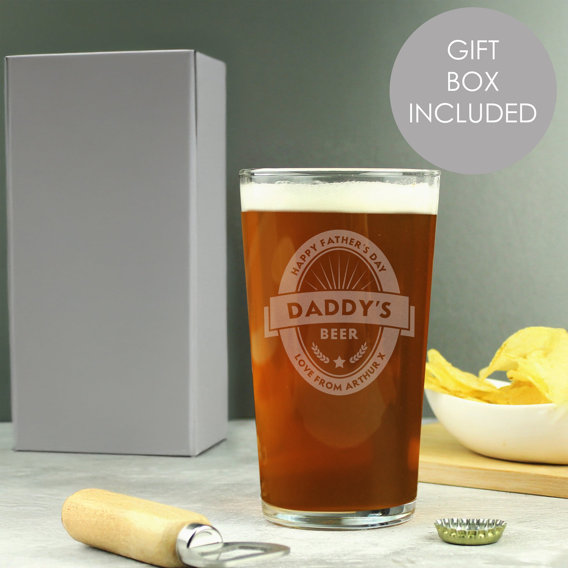 Personalised Beer Label Pint Glass from Heartfelt Gifts