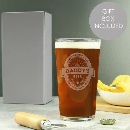Personalised Beer Label Pint Glass from Heartfelt Gifts