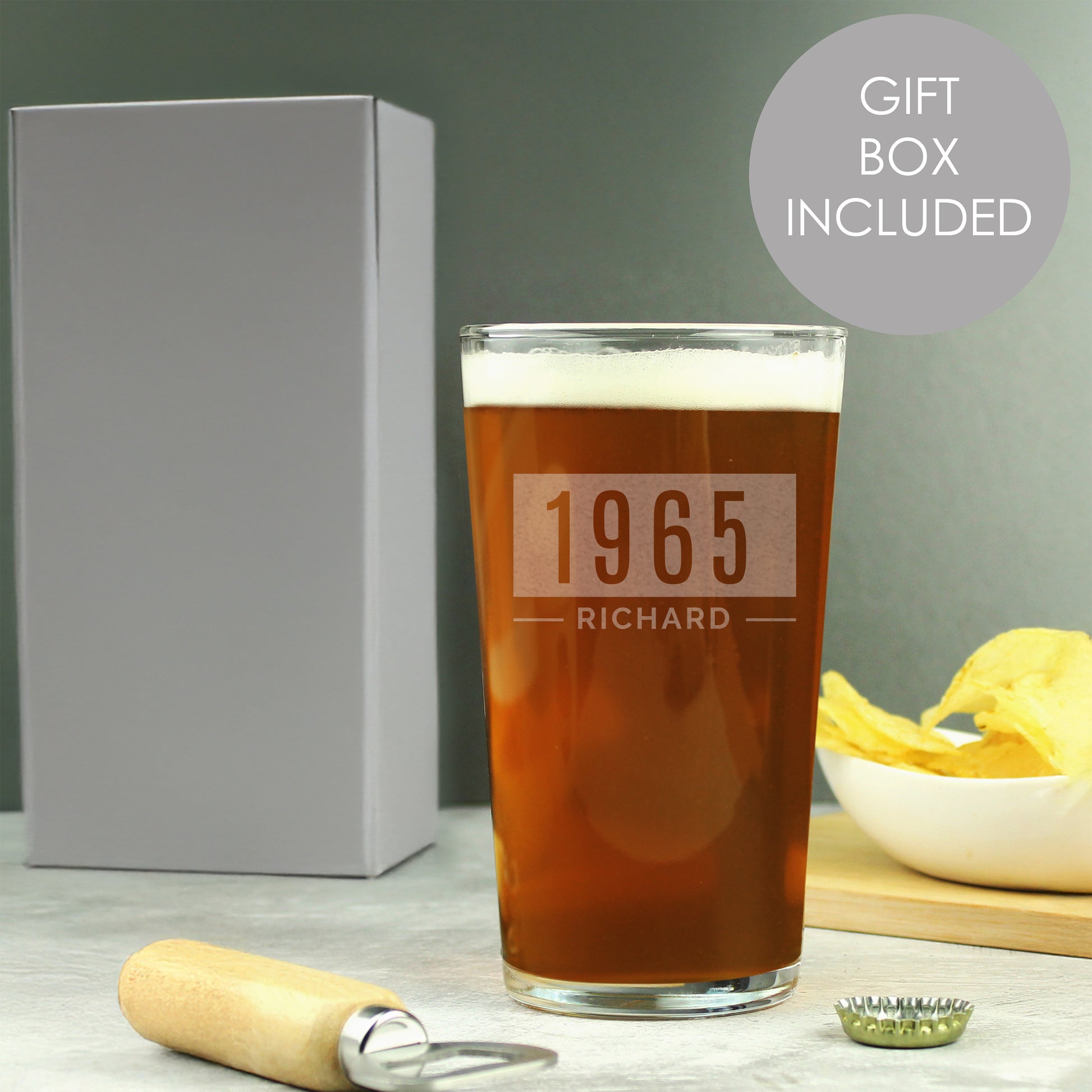 Personalised Name & Date Pint Glass from Heartfelt Gifts