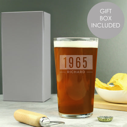 Personalised Name & Date Pint Glass from Heartfelt Gifts