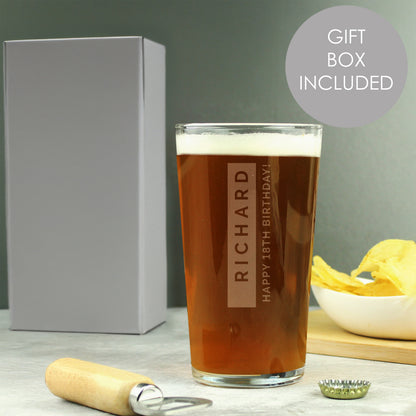 Personalised Free Text Pint Glass from Heartfelt Gifts