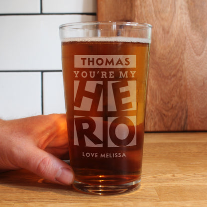 Personalised My Hero Pint Glass - image 2