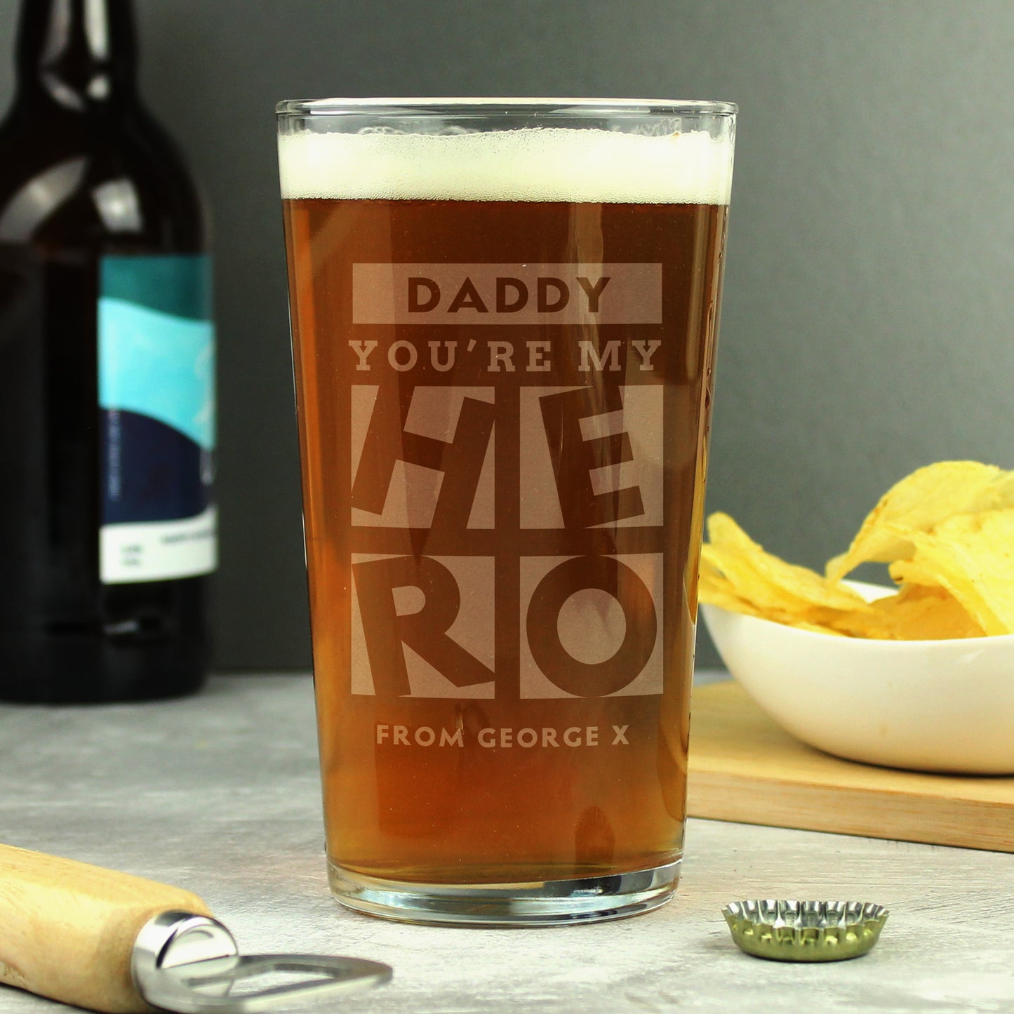 Personalised My Hero Pint Glass - image 3
