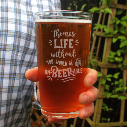 Personalised Un-beer-able Pint Glass - image 4