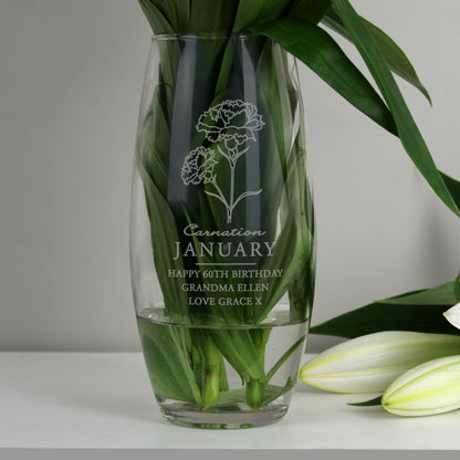 Personalised January Birth Flower Bullet Vase from Heartfelt Gifts