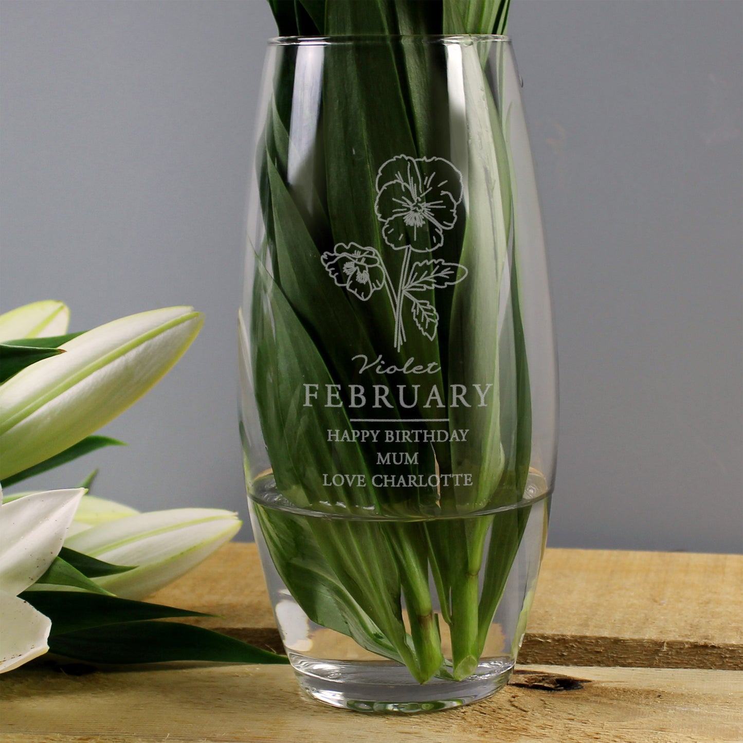 Personalised February Birth Flower Bullet Vase - image 4