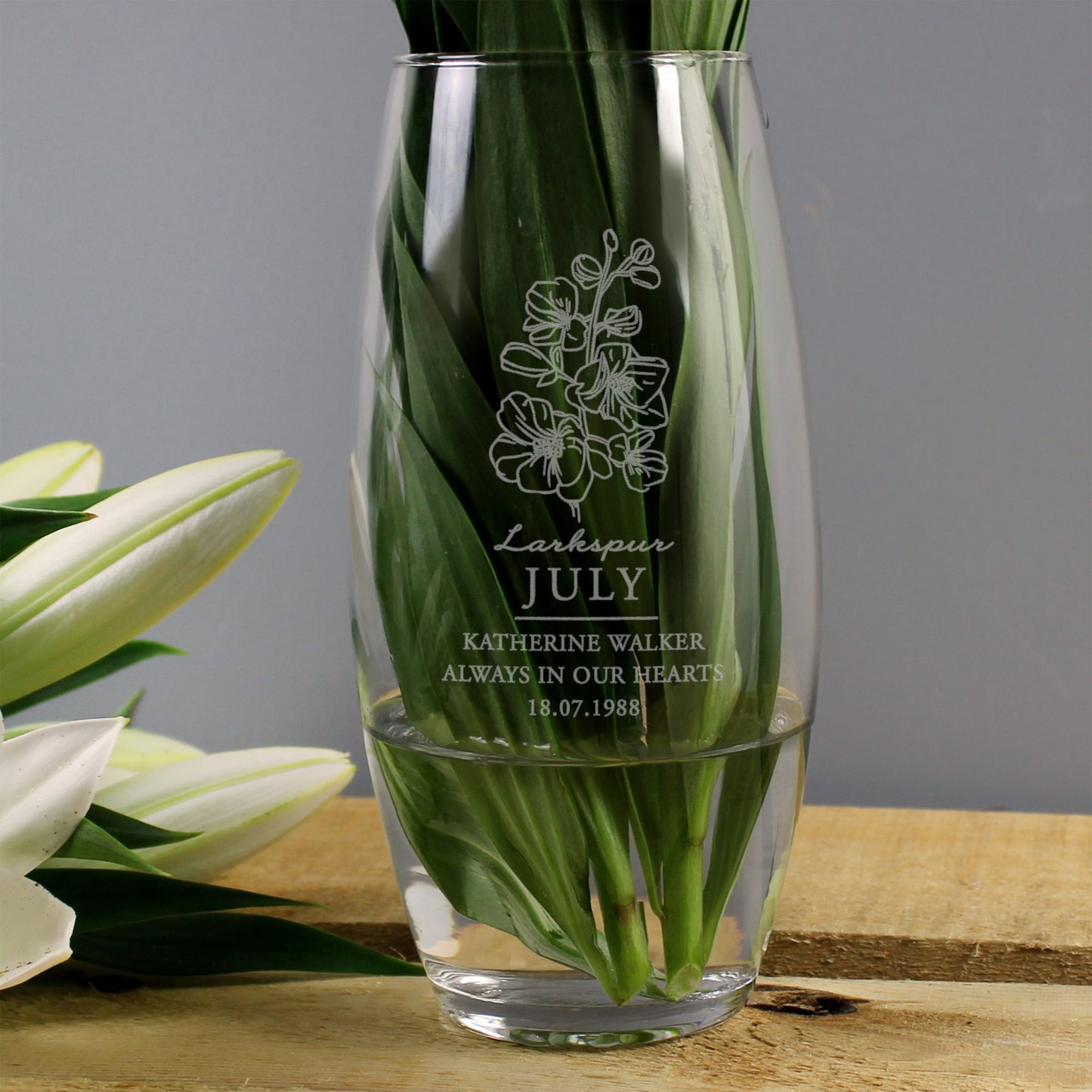 Personalised July Birth Flower Bullet Vase - image 3