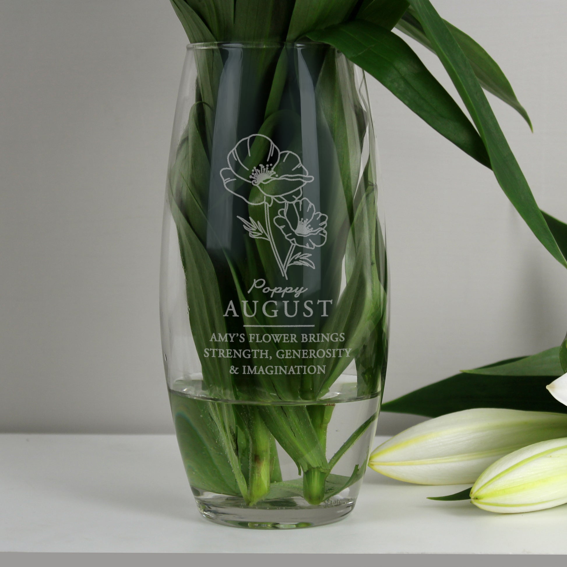 Personalised August Birth Flower Bullet Vase - image 3