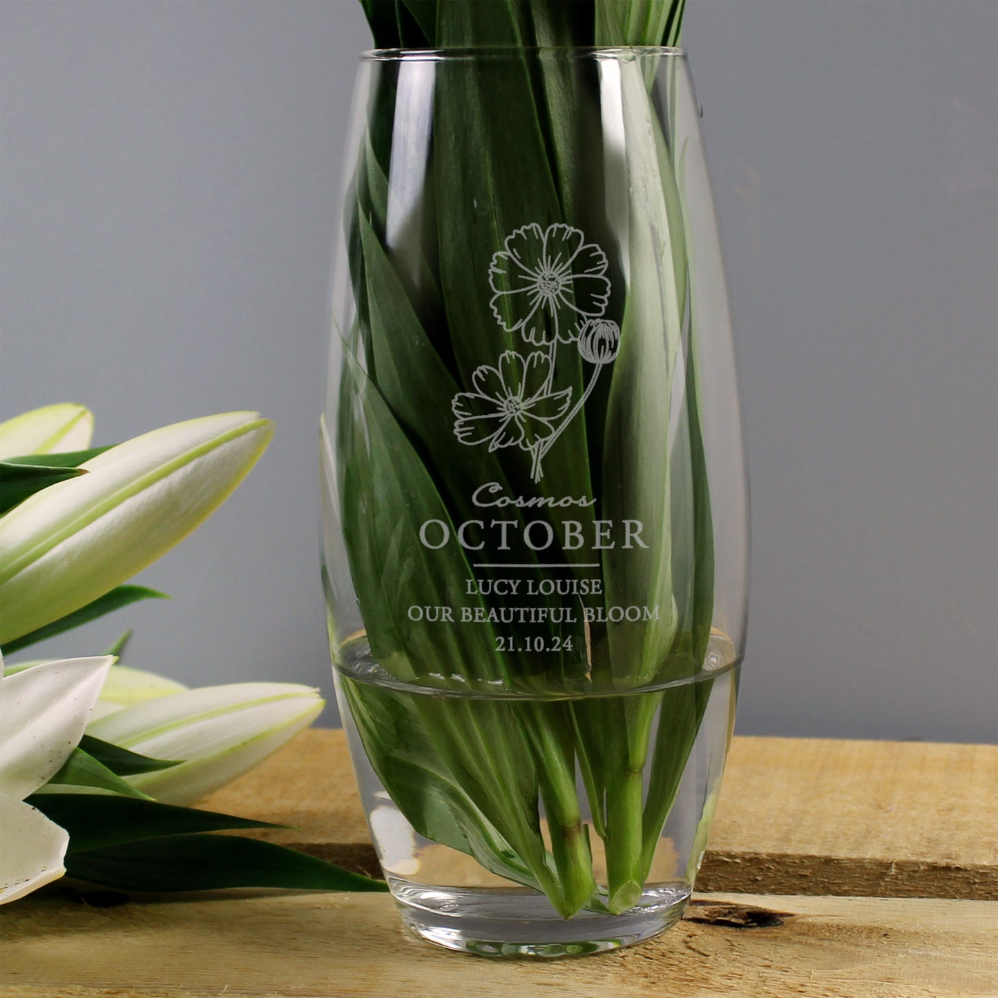 Personalised October Birth Flower Bullet Vase - image 3