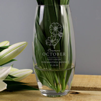 Personalised October Birth Flower Bullet Vase - image 3