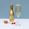 Personalised Flute & Mini Gold Bottega Prosecco Set from Heartfelt Gifts