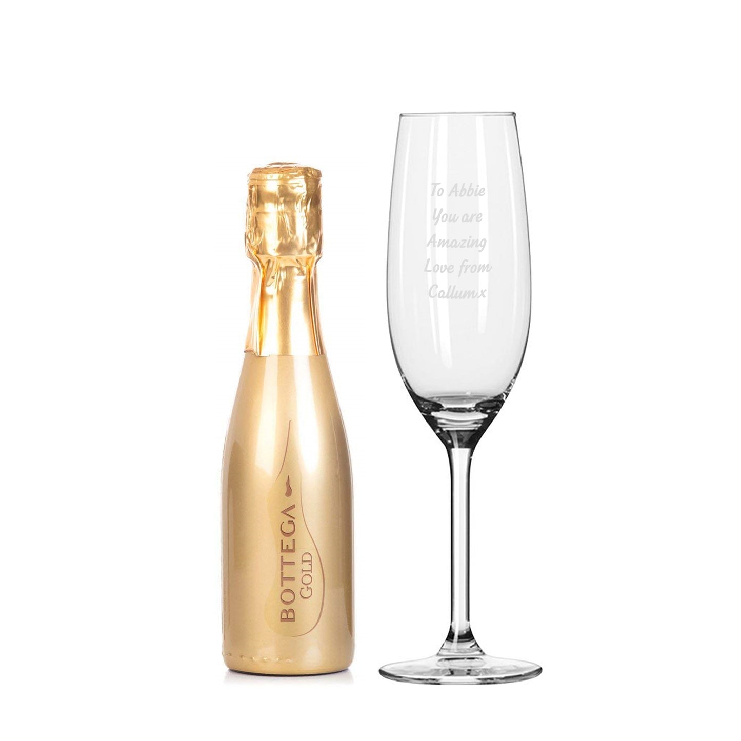 Personalised Flute & Mini Gold Bottega Prosecco Set - image 3