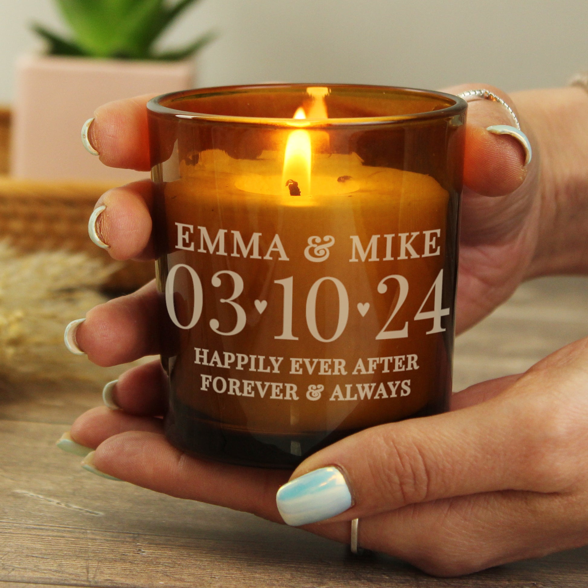 Personalised Special Date Amber Glass Candle - image 4