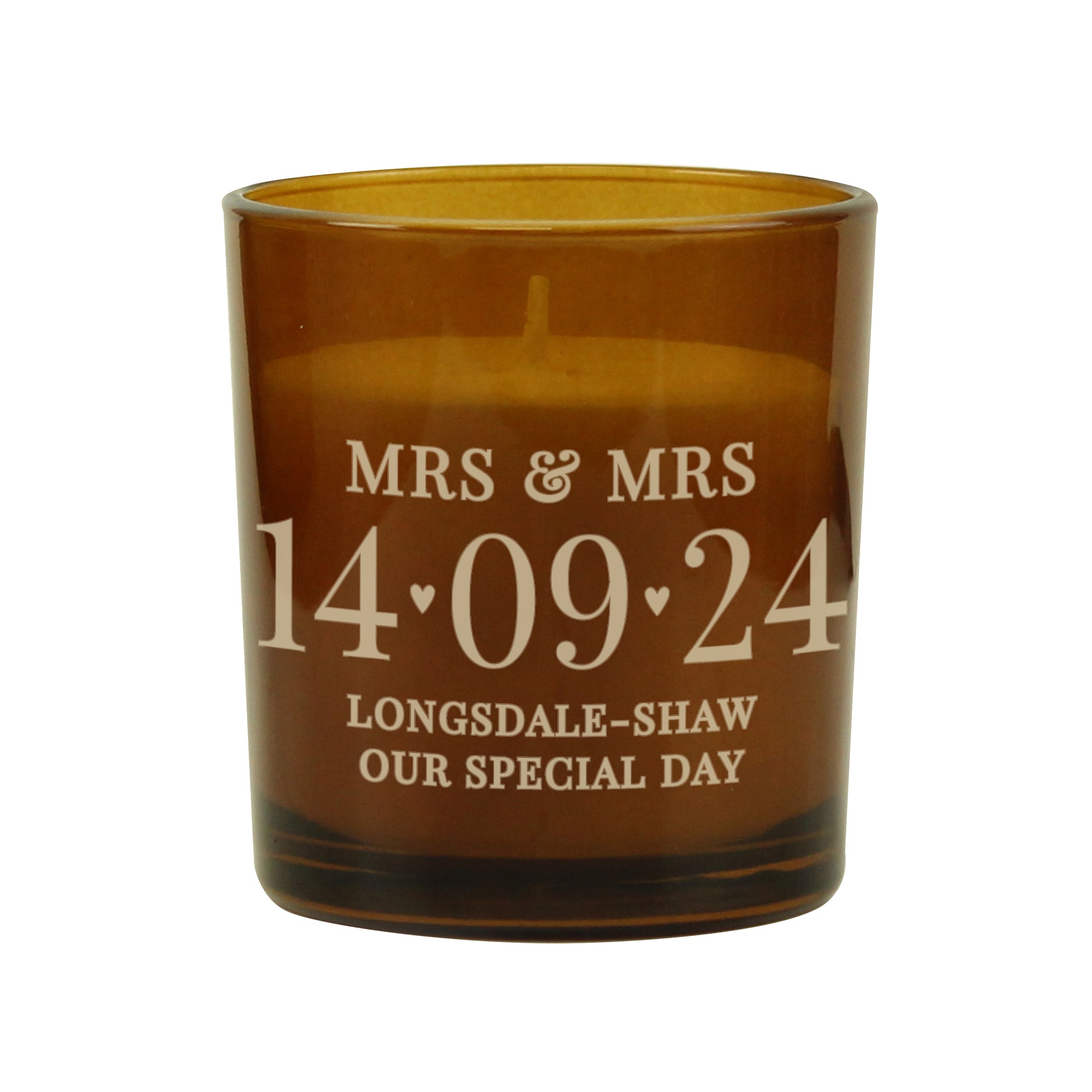 Personalised Special Date Amber Glass Candle - image 5