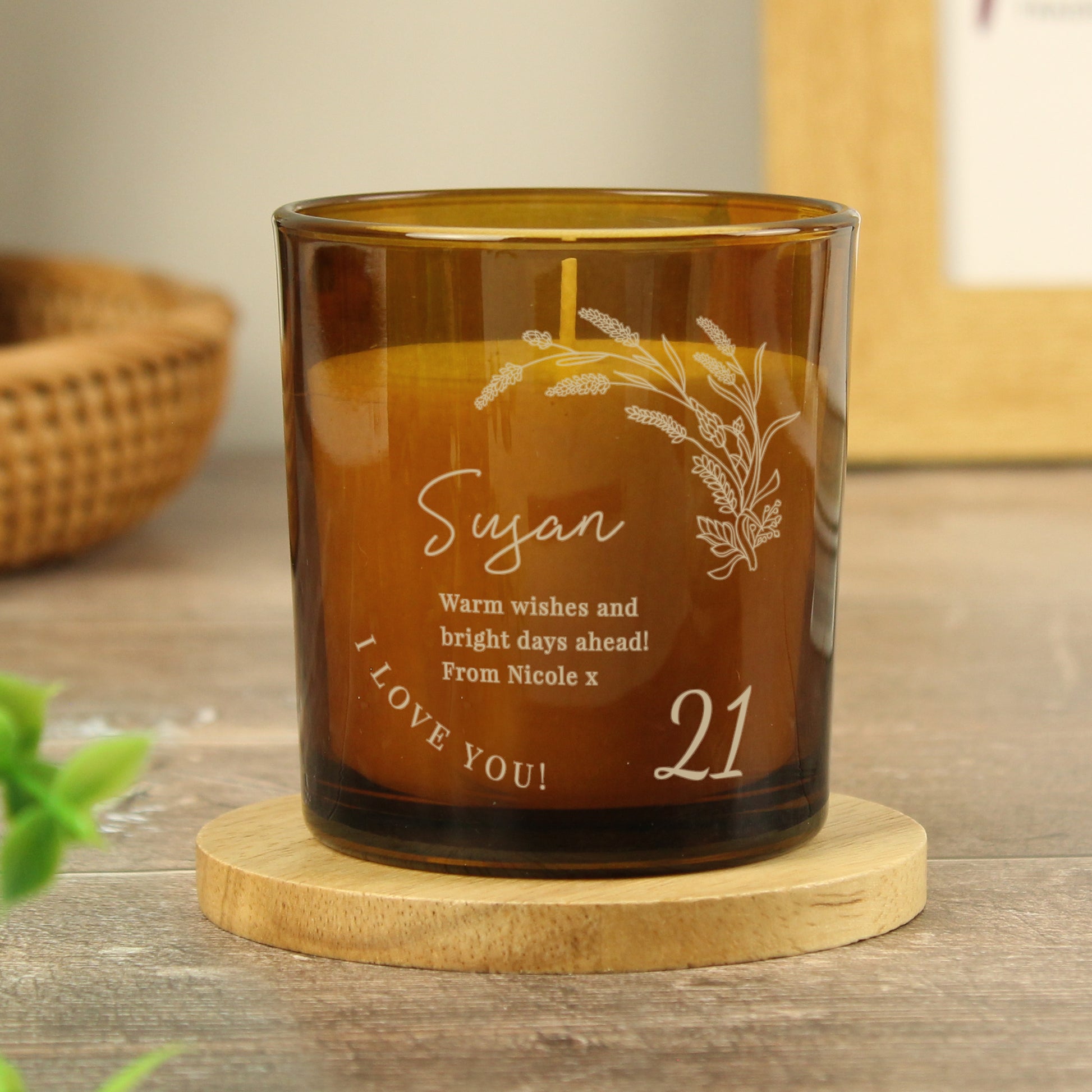Personalised Birthday Amber Glass Candle - image 2