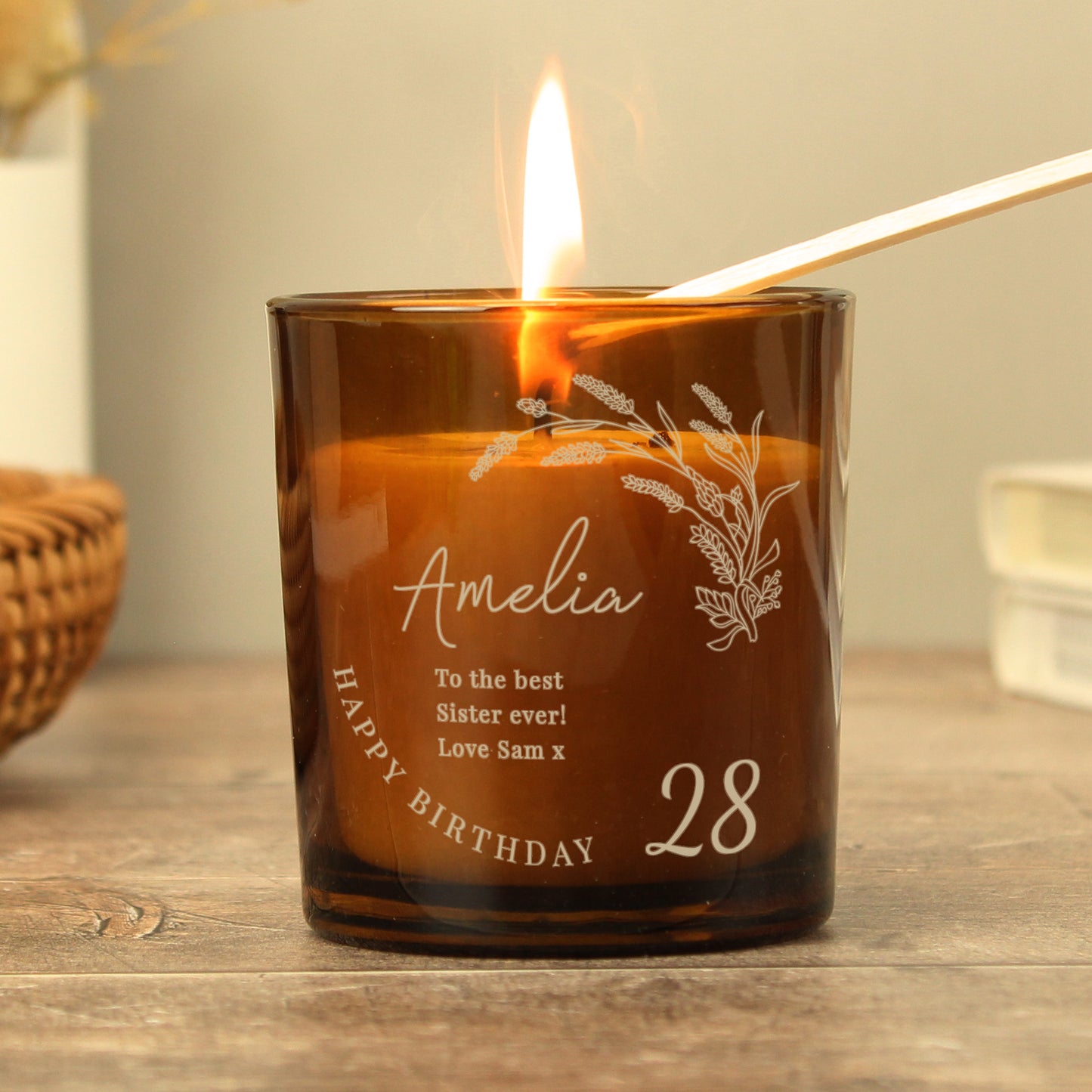 Personalised Birthday Amber Glass Candle - image 3