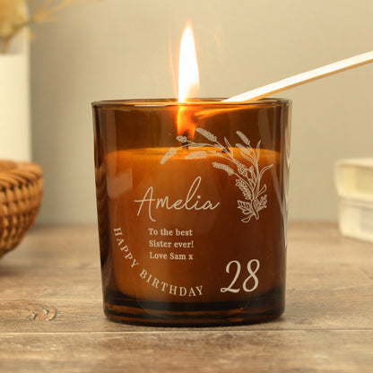 Personalised Birthday Amber Glass Candle - image 3