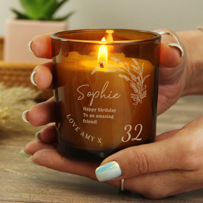 Personalised Birthday Amber Glass Candle - image 4
