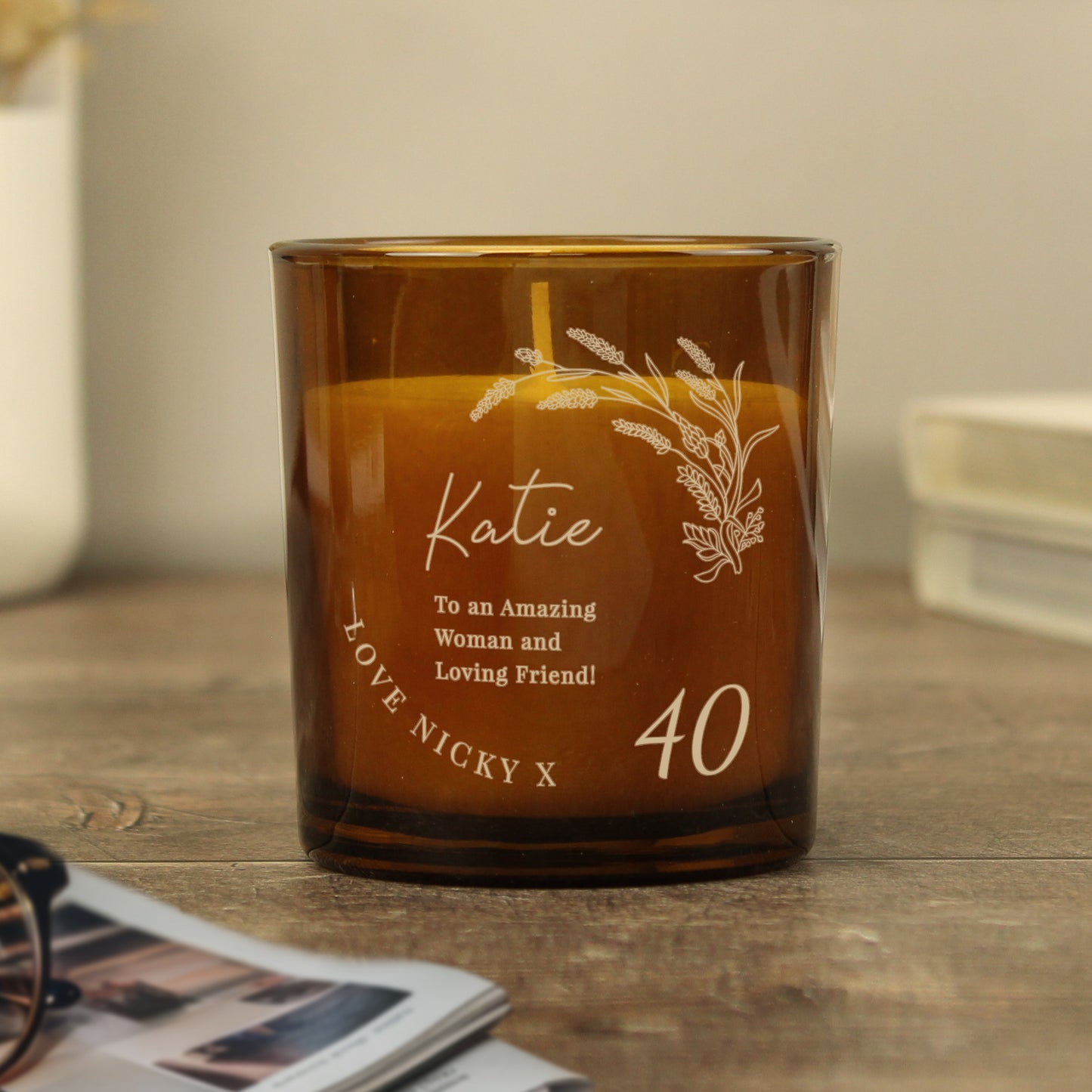 Personalised Birthday Amber Glass Candle - image 7