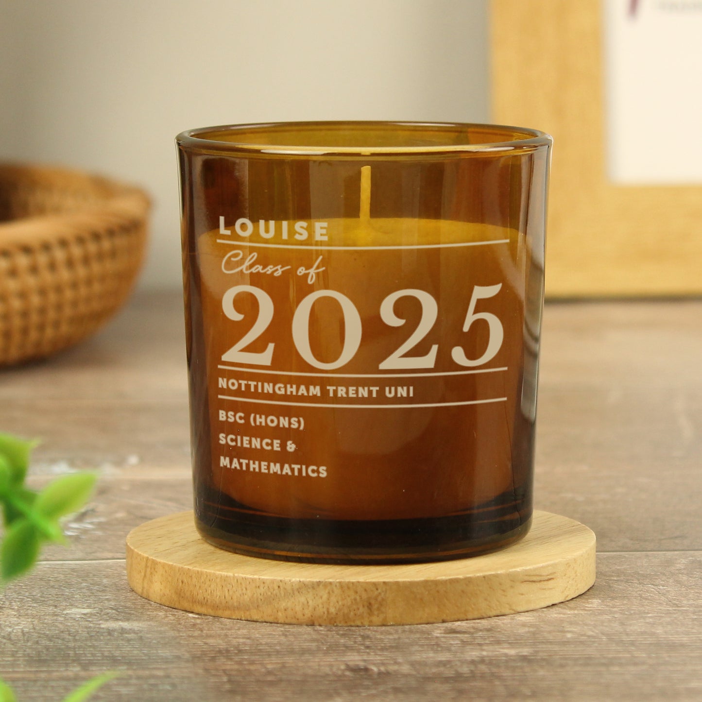 Personalised Graduation Amber Glass Candle - image 2